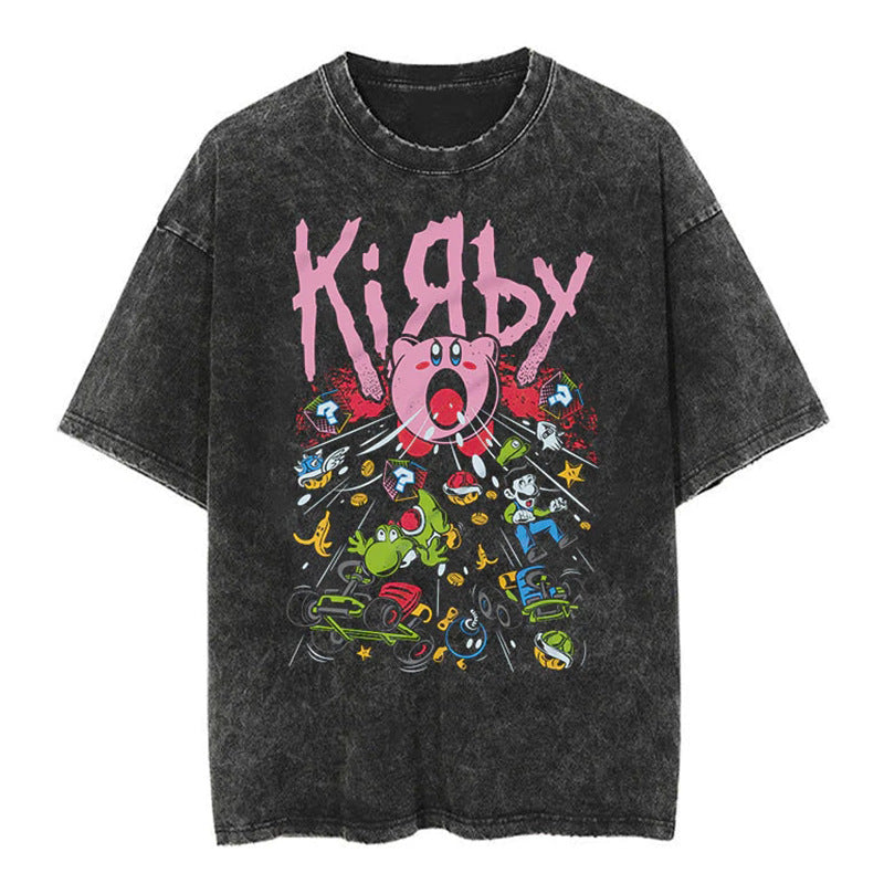 Vintage Anime Washed Loose Short Sleeve T-shirt