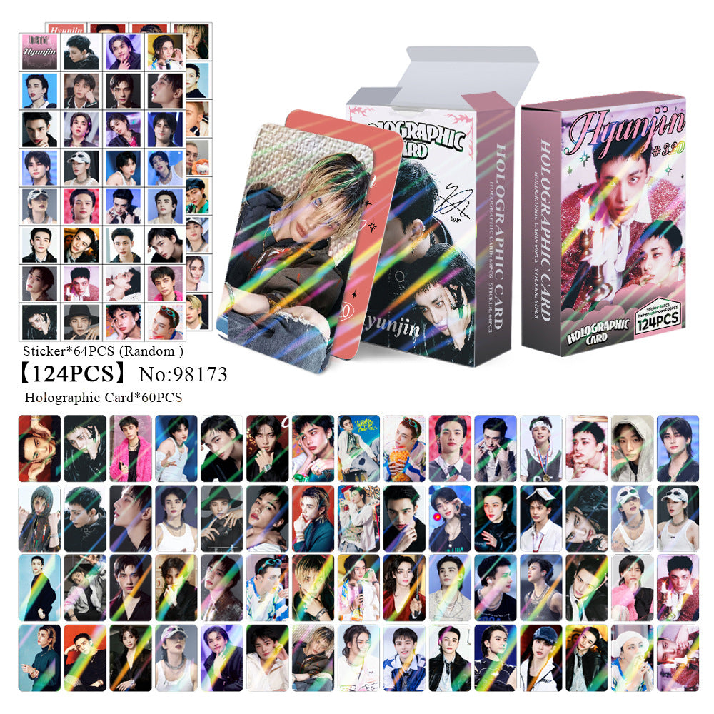 124PCS Hyunjin Flash Photocard Stickers