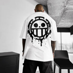 Men's Anime Logo Print Cotton T-shirt