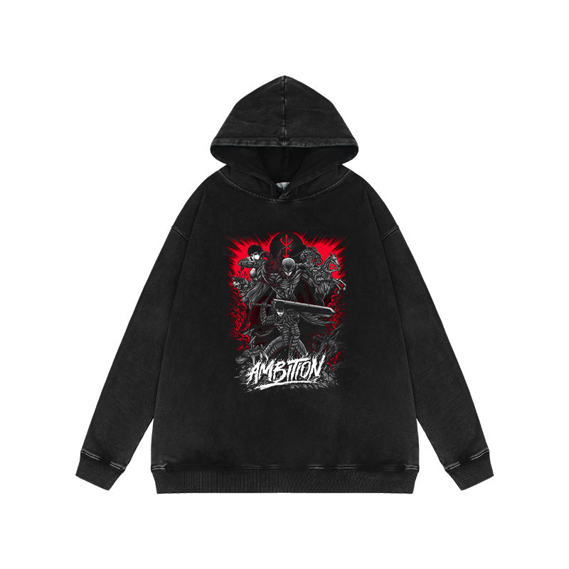 Trendy Vintage Anime Washed Loose Hoodie