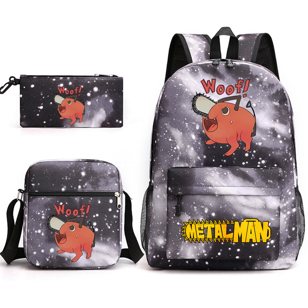 Pochita School Bag Three-piece Backpack