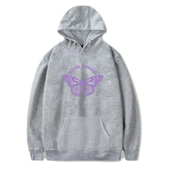 Casual Butterfly Pattern Printed Loose Hoodie