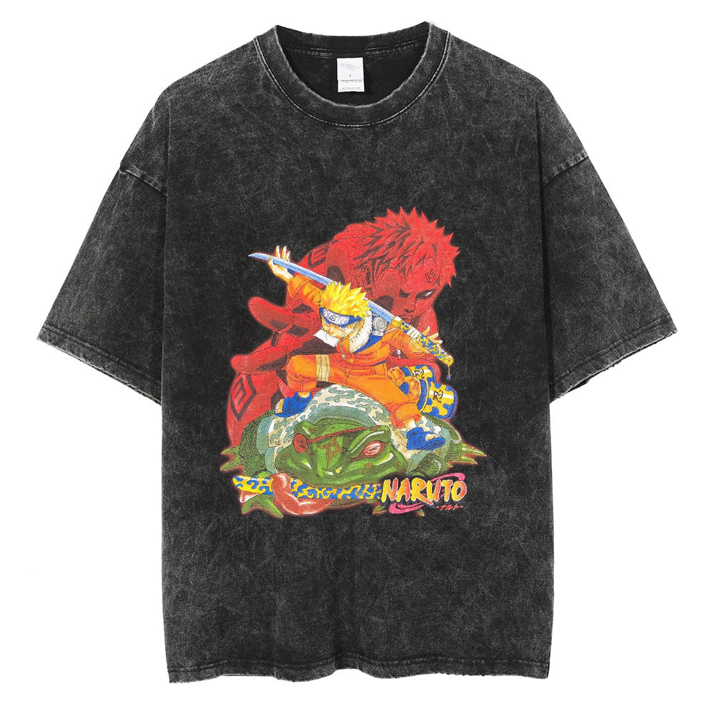 Retro Washed Anime Short Sleeve T-Shirt