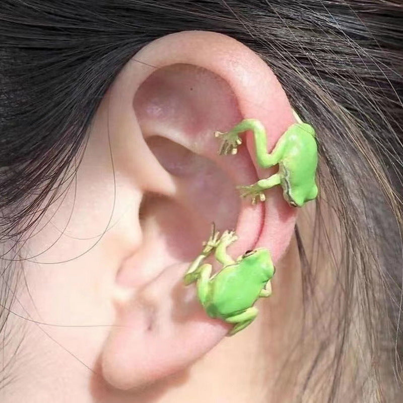 Retro Punk Style Frog Ear Clip Earrings