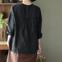 Japanese Style Artistic Pleated Lace Hollow Women's Shirt