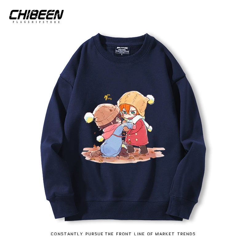 Casual Anime Printed Crew Neck Sweatshirt