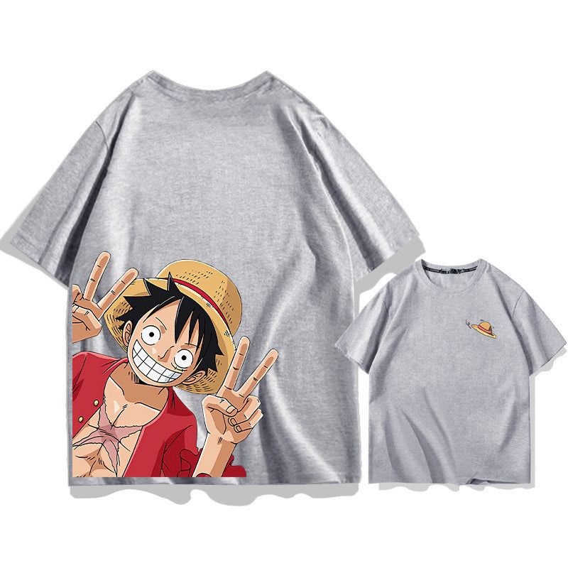 Unisex Luffy Cotton Short-sleeved Loose T-shirt