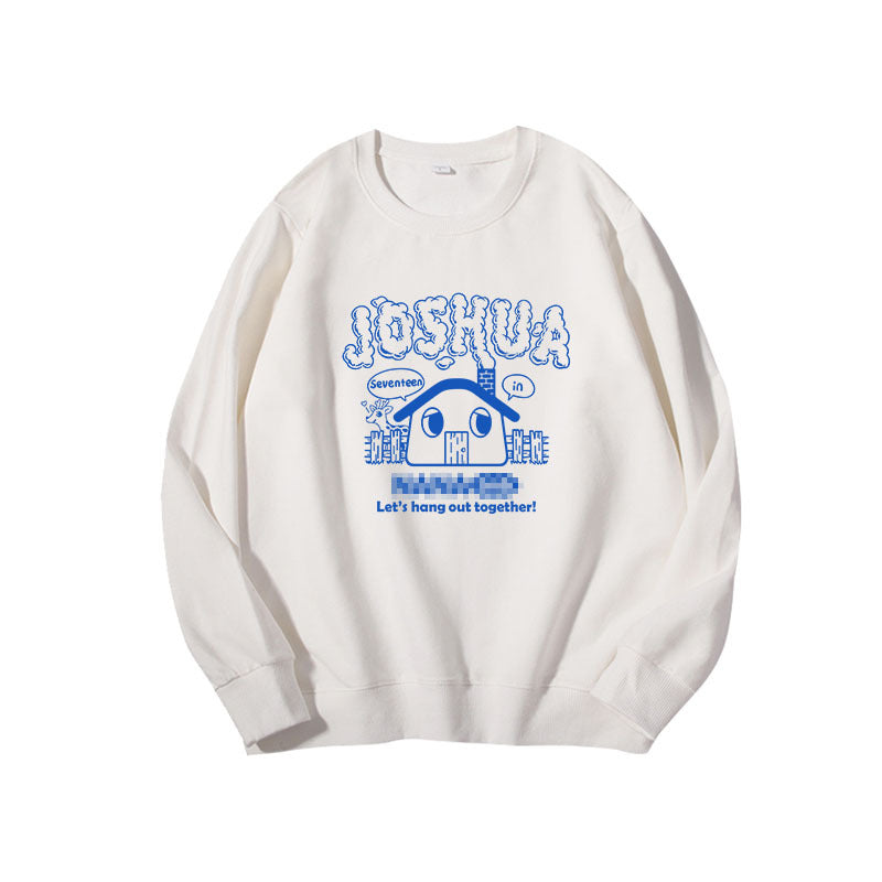 Cartoon Kpop Printed Round Neck Pullover Sweatshirt