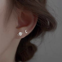 Saturn and Moon Earrings