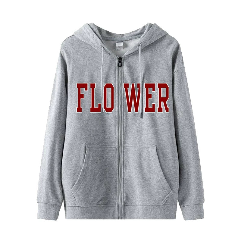 Gaeul FLOWER Letter Zipper Hoodie