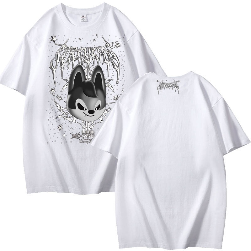 Evil Wolf Chan Print Summer Short Sleeve T-shirt