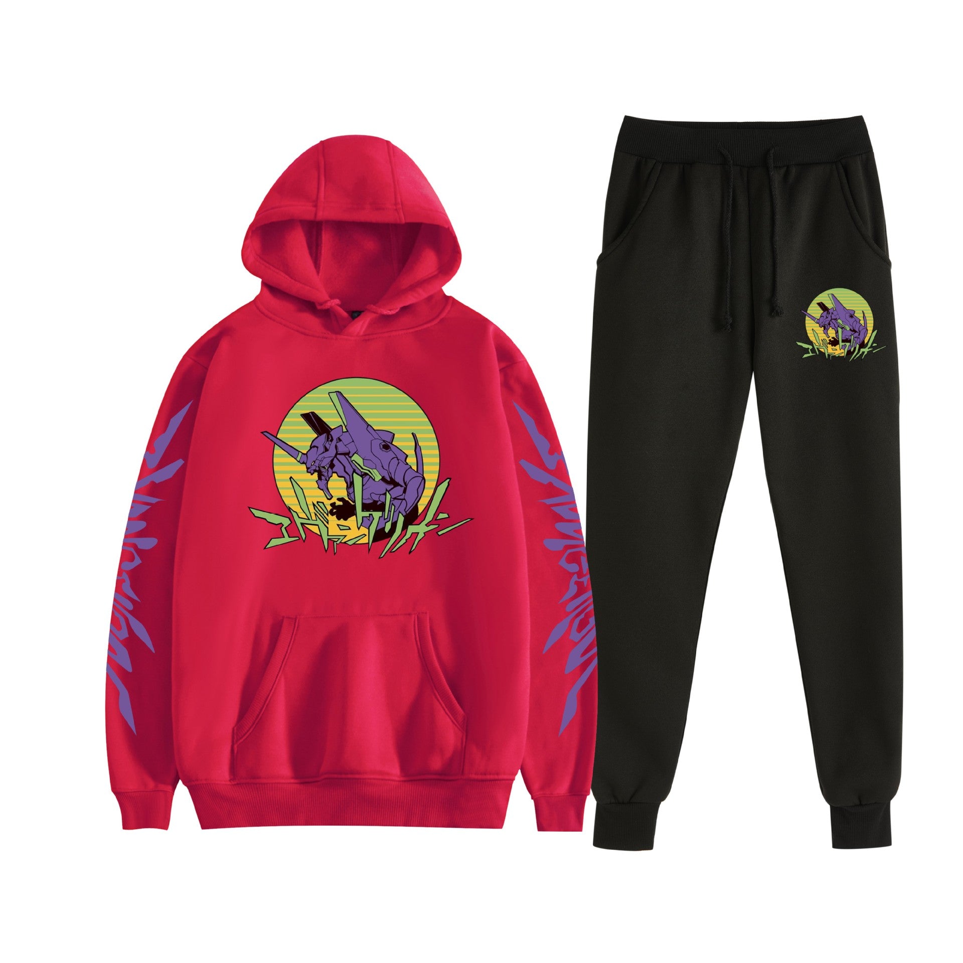 Unisex Eva Graphic Print Hoodie Pants Set