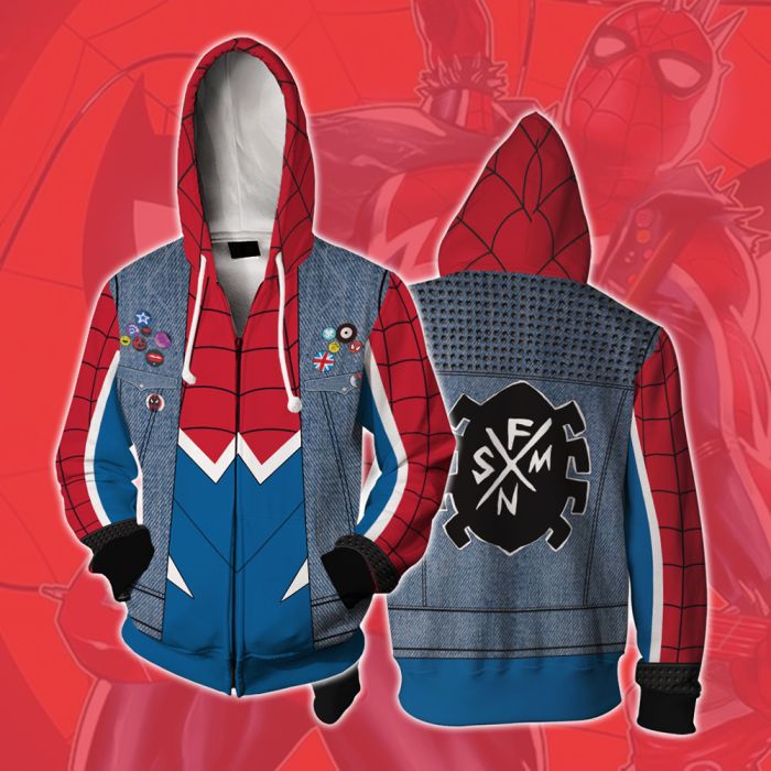 Cool Spider Universe Cosplay Men's Zipper Hoodie