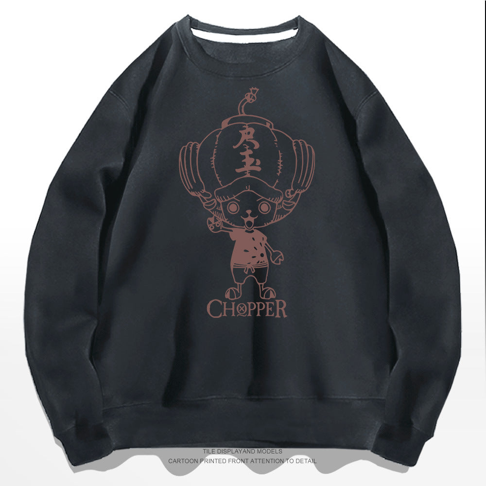 Casual Chopper Pattern Crew Neck Sweatshirt