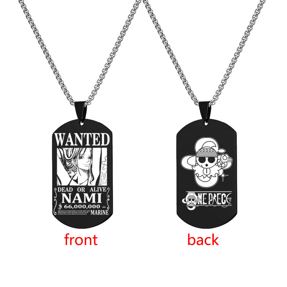 Luffy Wanted Double-sided Dog Tag Necklace