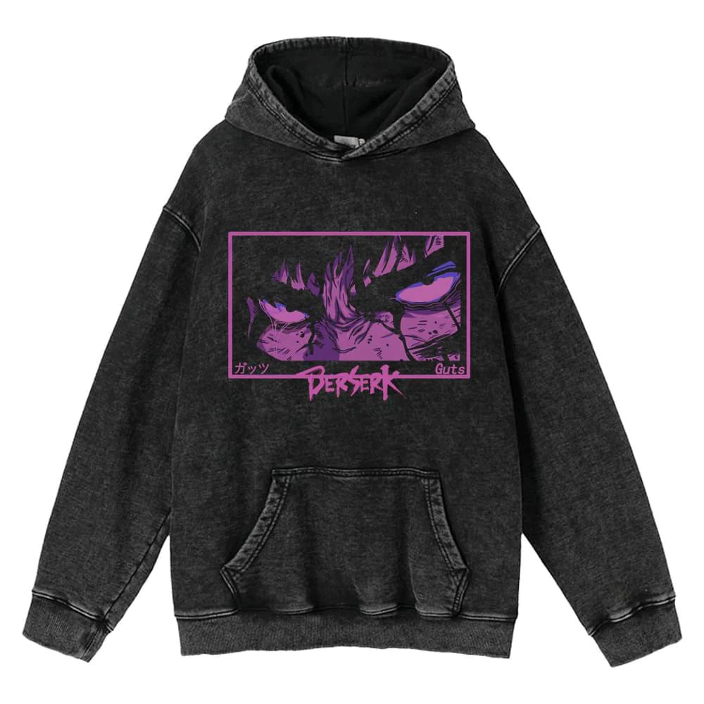Unisex Anime Print Washed Loose Hoodie
