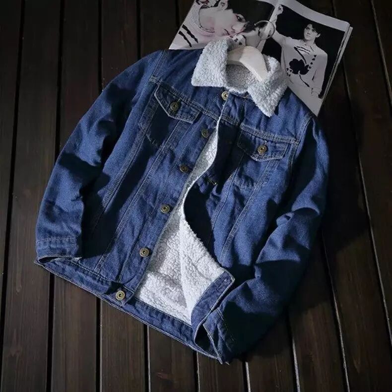 Unisex Trendy Versatile Thickened Warm Denim Jacket