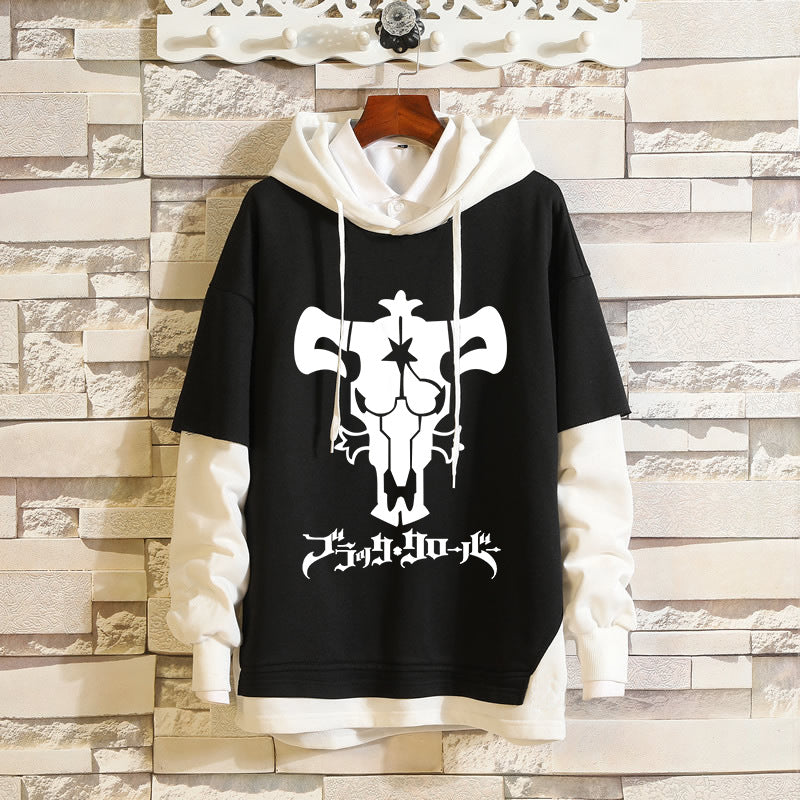 Men's Asta Anime Casual Fake Two-piece Hoodie