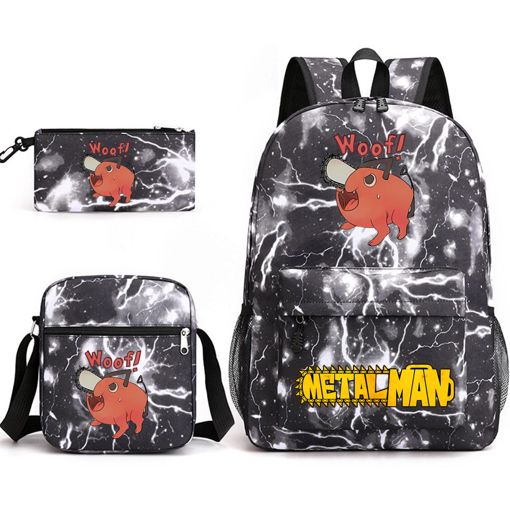 Pochita School Bag Three-piece Backpack