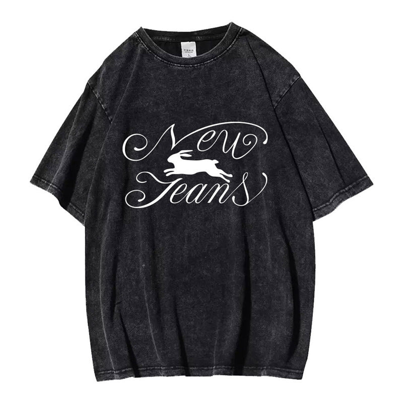 NJZ Album LOGO Washed Black T-shirt
