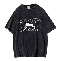 NJZ Album LOGO Washed Black T-shirt