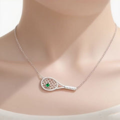 Dazzling Tennis Racket Pendant Necklace