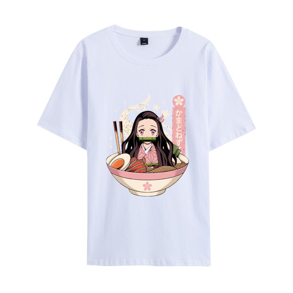 Unisex Anime Printed Crew Neck Loose T-Shirt