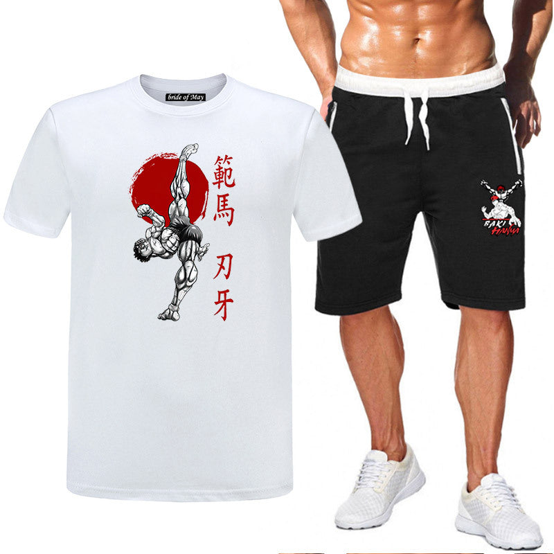 Men's Baki Anime T-Shirt Shorts Two-piece Set