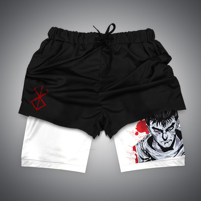 Trendy Men's Anime Digital Print Beach Shorts