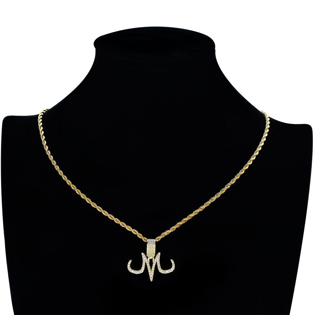 Trendy Anime Logo Pendant Zircon Necklace