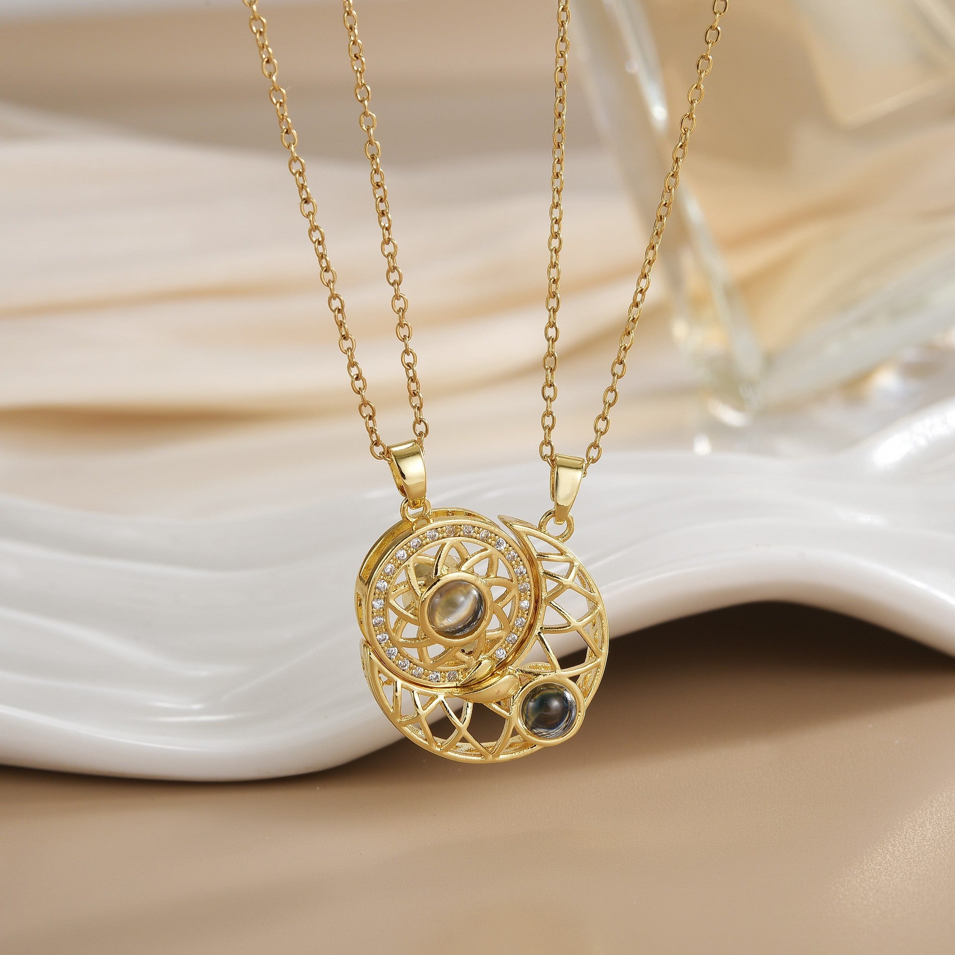 Versatile Magnetic Sun Moon Couple Necklace