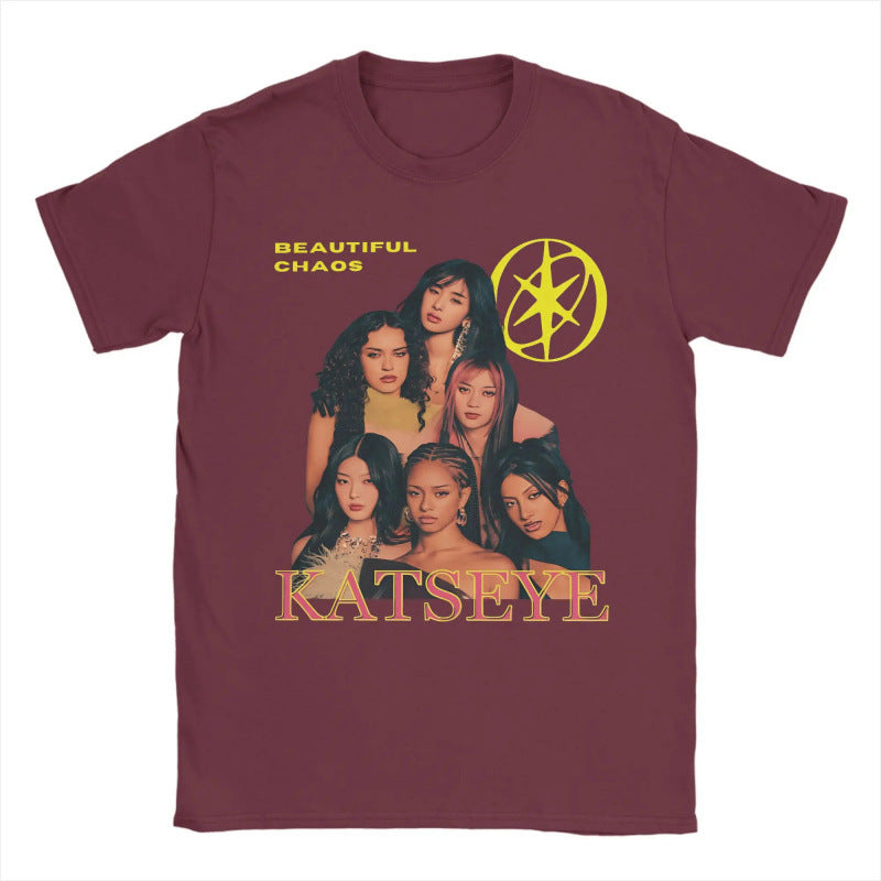 Casual Katseye Beautiful Chaos Cotton T-Shirt