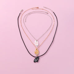 Star Moon Sun Splicing Pendant Necklace