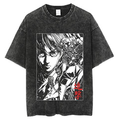 Vintage Washed Anime Pattern T-shirt