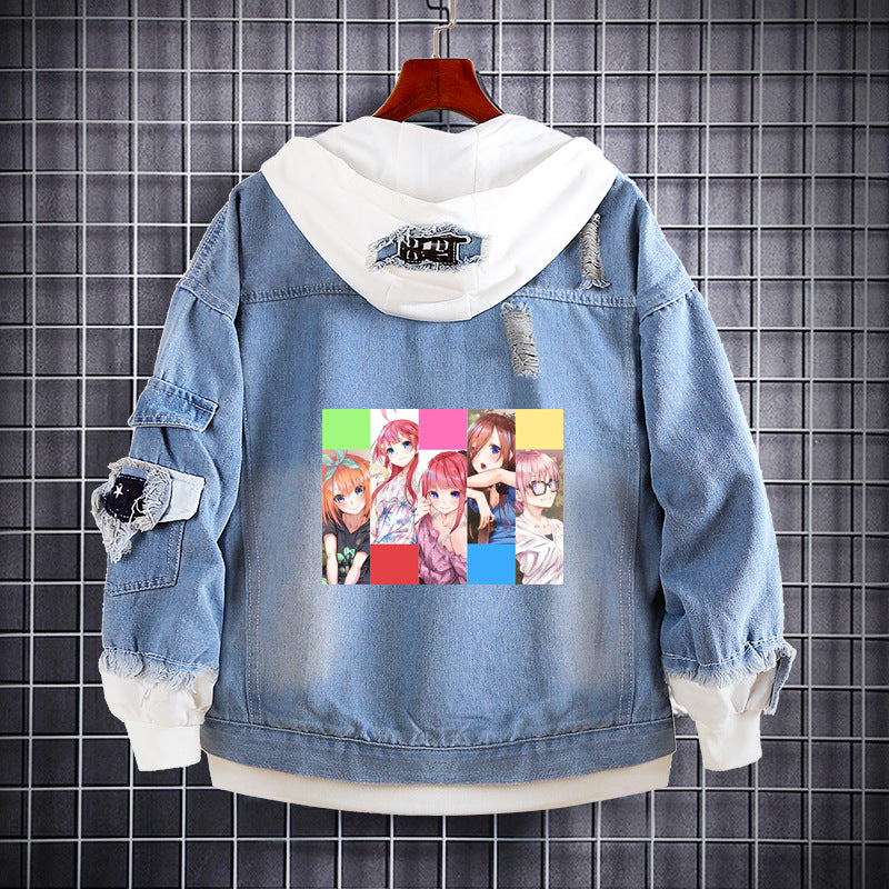 Unisex Anime Nakano Hooded Denim Jacket