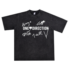 Vintage 1D Printed Short Sleeve Loose T-Shirt
