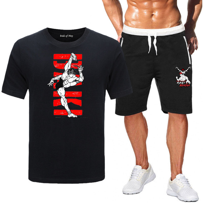 Men's Baki Anime T-Shirt Shorts Two-piece Set