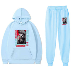 Casual Anime Loose Hoodie Sports Pants Suit