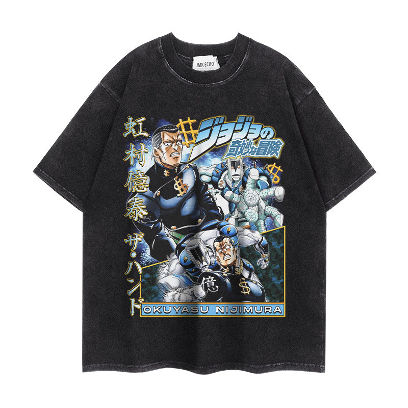 Retro Jojo Anime Short-sleeved Washed T-shirt
