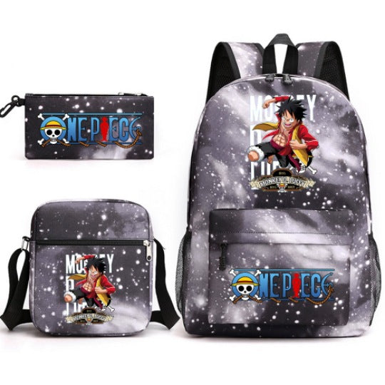 Trendy Anime Backpack Shoulder Pencil Bag Three-piece Set