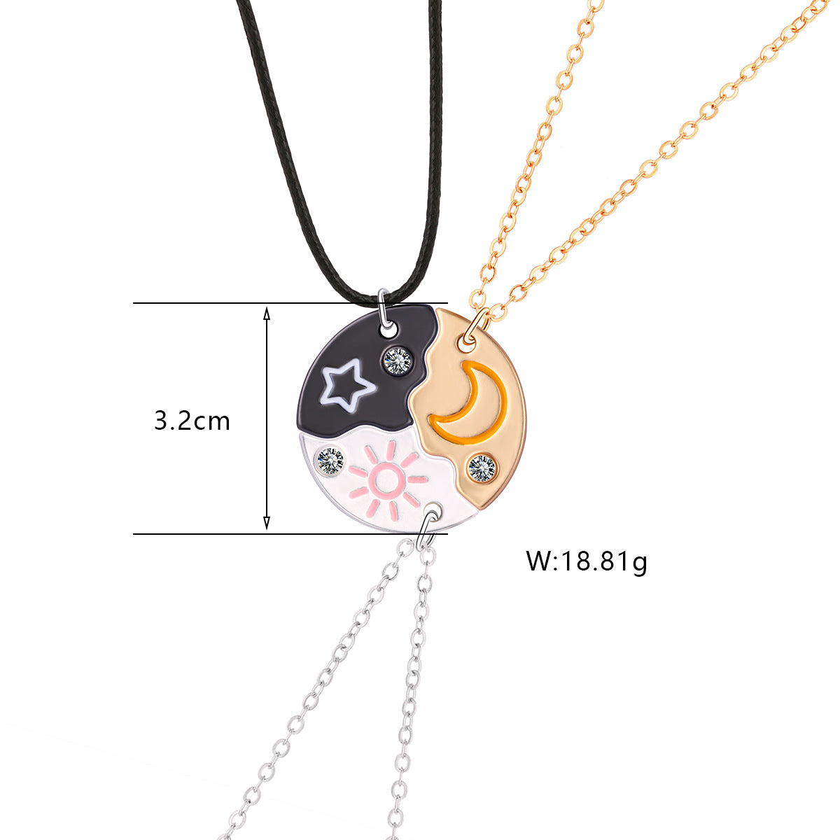 Star Moon Sun Splicing Pendant Necklace