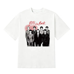 BANGTAN IS BACK Printed Cotton Short-sleeved T-shirt