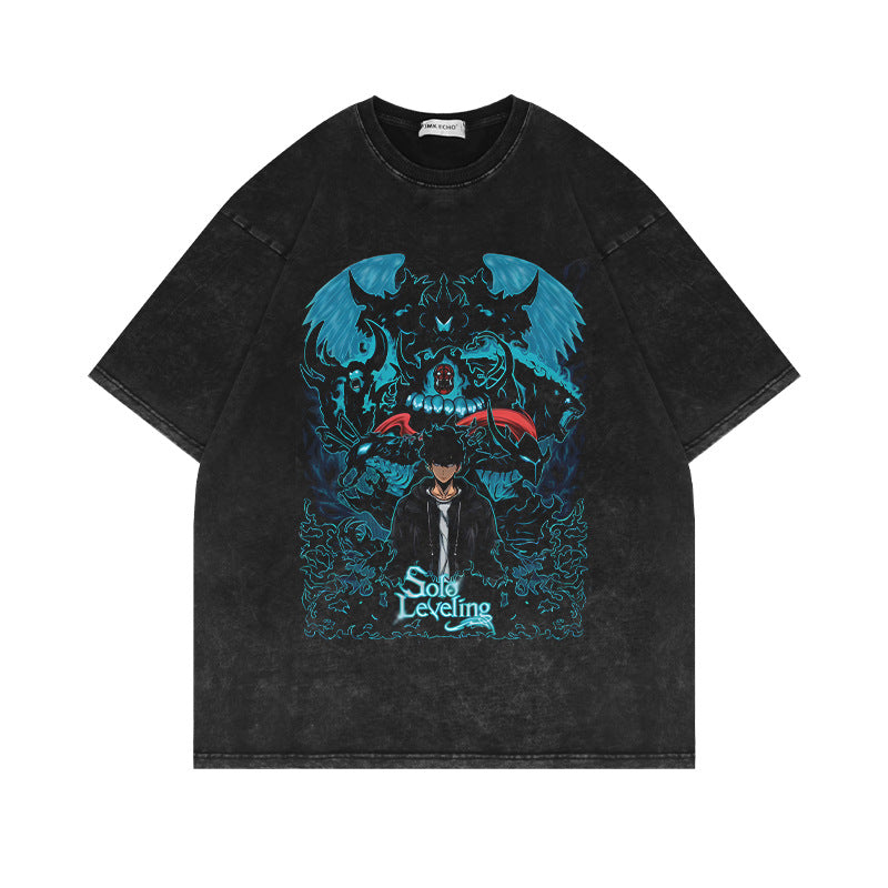 Retro Washed Anime Short-sleeved T-shirt