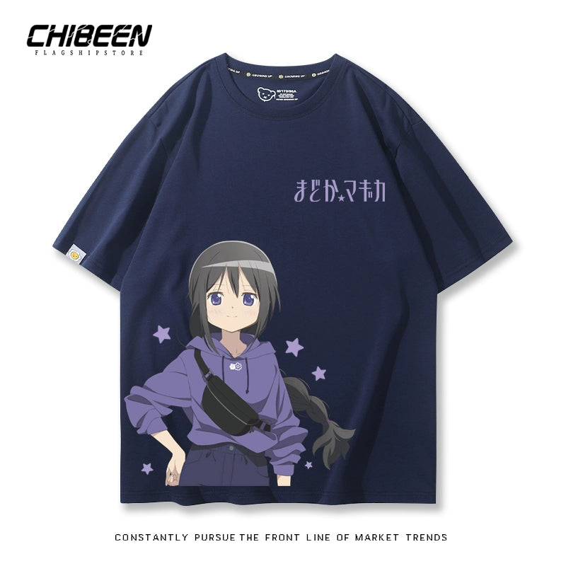 Versatile Anime Print Short-sleeved Top