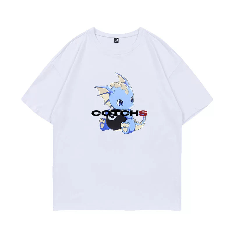 Sakuya Same Style Round Neck Printed T-shirt