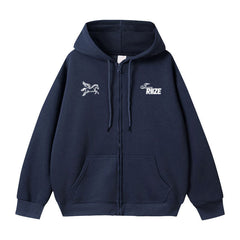 SOHEE RIIZE Printed Navy Blue Zipper Hoodie