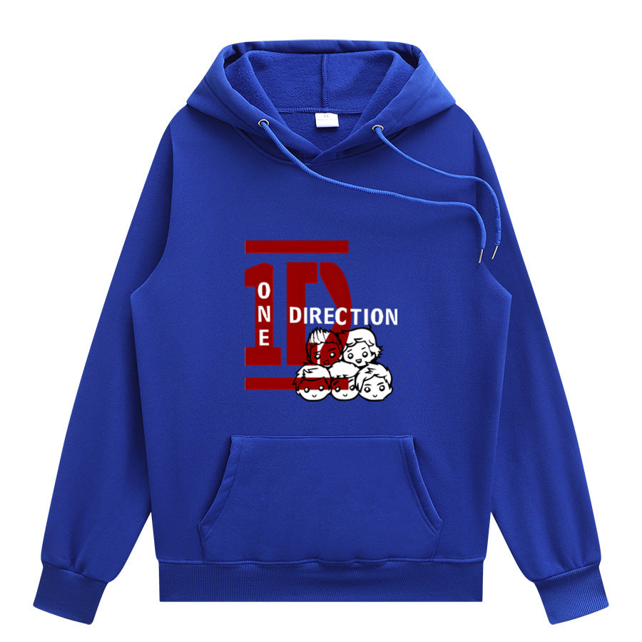 Casual 1D Graphic Printed Pullover Hoodie