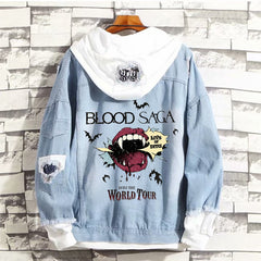 EN- BLOOD SAGA Graphic Printed Denim Jacket