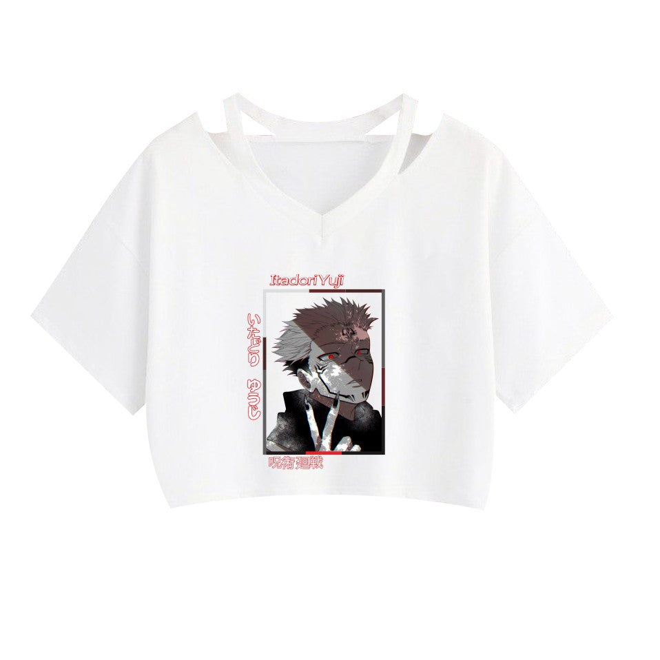 Girls' Anime Sexy Short Sleeve Crop Top