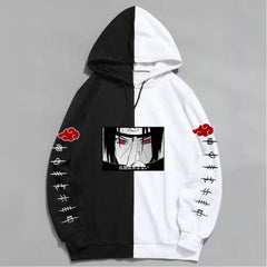 Unisex Uchiha Printed Color Block Casual Hoodie